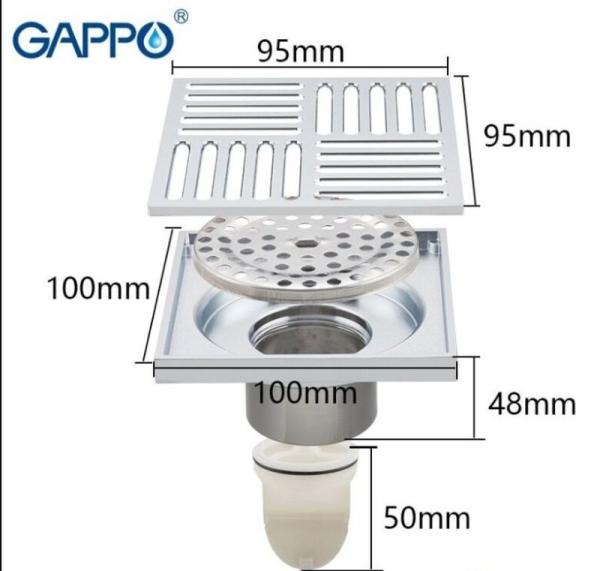 Душевой трап Gappo G81051 хром 100x100мм