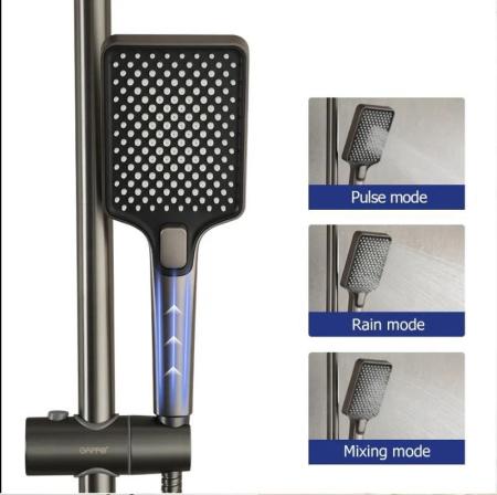 Душевая система Gappo  G2491-9 термостат верхний душ 25x25 излив поворотный, оружейная сталь