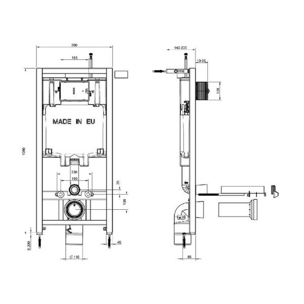 Инсталляция Jacob Delafon E29025-NF для унитаза