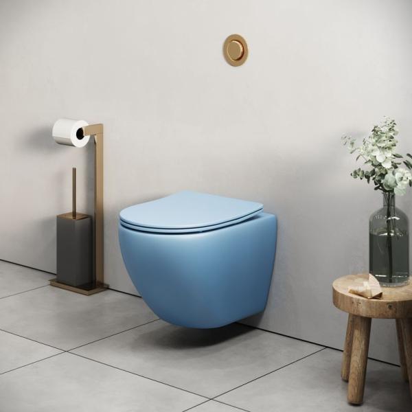 Унитаз Grossman GR-4455BSMS Color (485*365*360) ГОЛУБОЙ МАТОВЫЙ подвесной Безободковый с тонкой крышкой