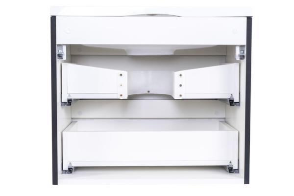 Тумба под раковину Style line El Fante подвесная Бергамо мини 60 (2 ящ.) Люкс антискрейтч черный, PLUS