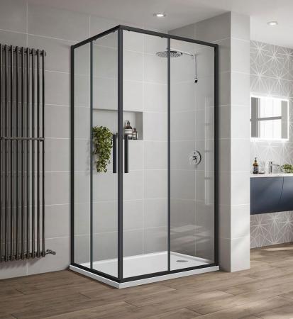 Душевой уголок Vincea Slim-U VSS-2SU8010CLB, 1000*800, м.черный, стекло прозрачное