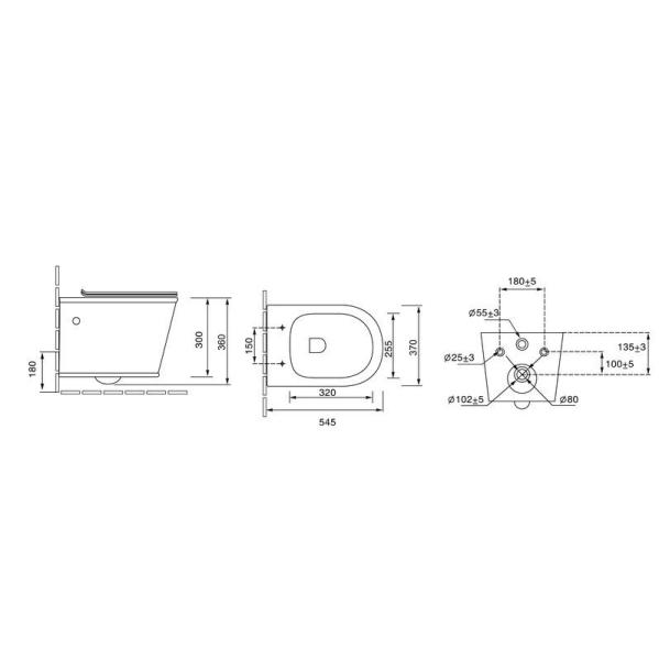 Унитаз Grossman GR-4482S Retro (545*370*360) подвесной Безободковый с тонкой крышкой