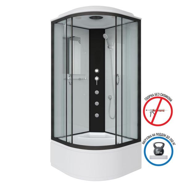 Душевая кабина Niagara NG-6709-14G 1000х1000х2150 высокий поддон 45см стекло прозрачное черные профиля