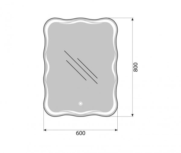 Зеркало Belbagno SPC-OND-600-800-LED-TCH с свет/сенсор выкл. 600x30x800