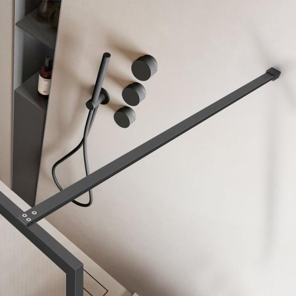 Душевая перегородка Vincea Walk-In VSW-1HP900FLGM, 900*2000, вороненая сталь, стекло рифленое