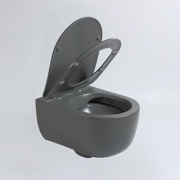 Унитаз подвесной Vincea Evo VT1-34SMA безободковый, цвет антрацит матовый, ультратонкое soft-close сиденье