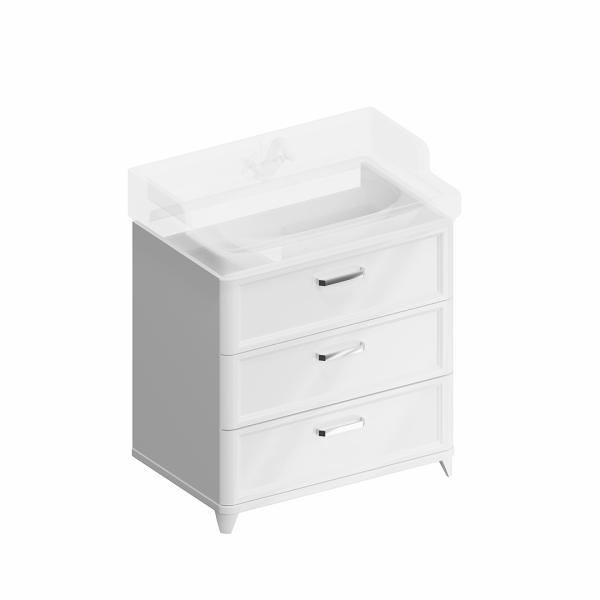 Kerama Marazzi Pompei Тумба напольная 80см, с 3 ящиками, цвет: белый глянцевый