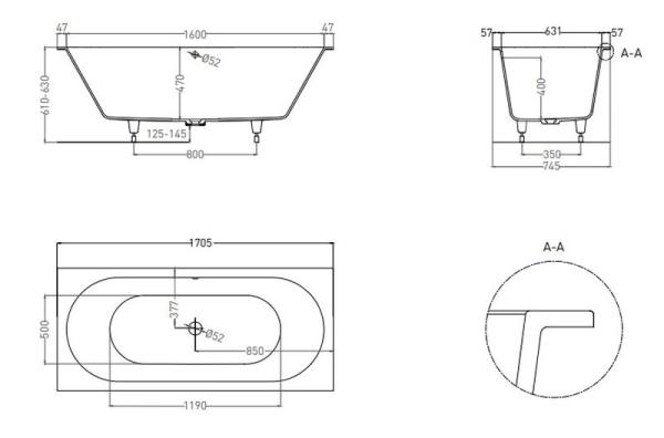 Ванна Salini ORNELLA AXIS 170x75 S-Stone матовая 103423M