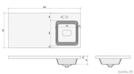 Раковина над стиральной машиной Madera Kamilla 100, правая