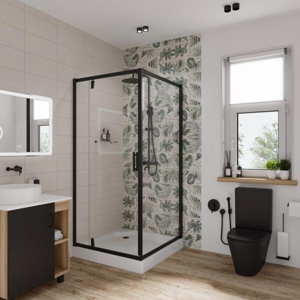 Душевой уголок Niagara Nova NG-6801-08 BLACK (90*90*190) квадрат, дверь распашная