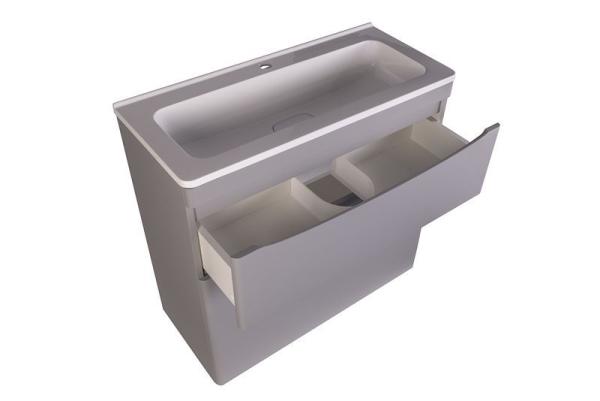 Тумба под раковину Style line El Fante напольная Бергамо мини 80 (2 ящ.) Люкс антискрейтч серый, PLUS