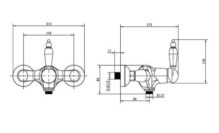 Смеситель для душа Boheme Crystal 304-CRST бронза