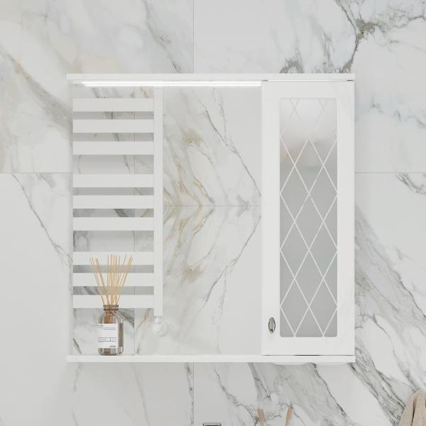 Зеркало-шкаф с LED подсветкой Volna Milena 70 правое белый глянец