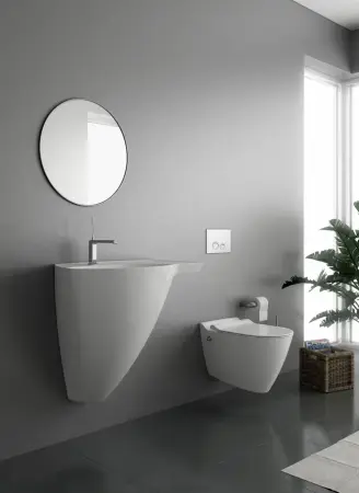 Унитаз Bien MINERAL подвесной безободковый с форсункой биде со встроенным смесителем сиденье микролифт MNKA052N1VE0W5000