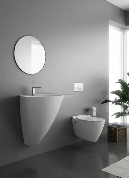 Унитаз Bien MINERAL подвесной безободковый с форсункой биде со встроенным смесителем сиденье микролифт MNKA052N1VE0W5000