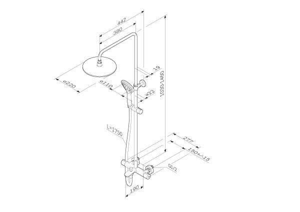 Душевая система для ванны AM.PM Gem F0790520 термостат хром