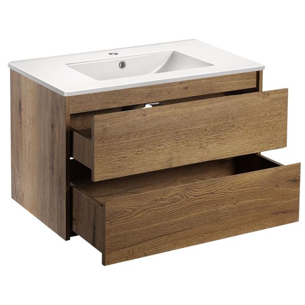 Тумба под раковину Vincea Gio 800 подвесная, 2 ящика soft-close, цвет T.Oak