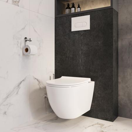 Инсталляция с унитазом VitrA Mia Round  9873B003-7201 комплект 4 в 1 с сиденьем микролифт безободковый цвет клавиши глянцевый хром