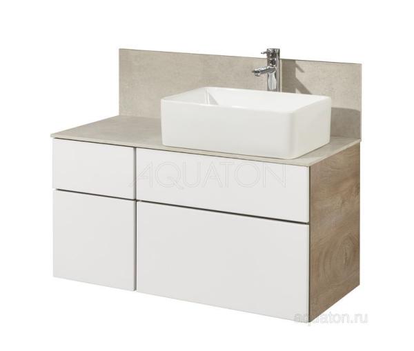Тумба под раковину AQUATON Мишель 100 без столешницы, дуб эндгрейн, белый 1A244101MIX40