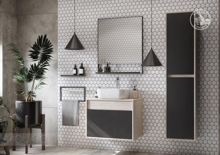 Тумба под раковину AQUATON Лофт Урбан 65 серый графит, дуб орегон 1A254001LQX60