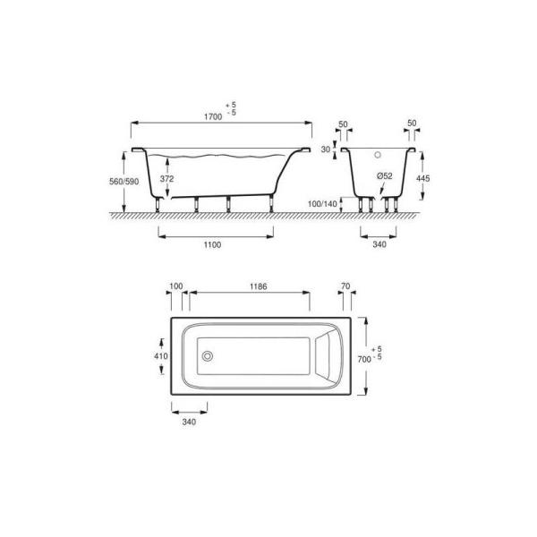 Ванна Jacob Delafon ELITE E6D030RU-00 170x70 см