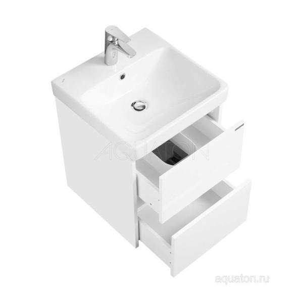 Тумба под раковину AQUATON Сканди 45 белый матовый, белый глянец 1A251601SD010