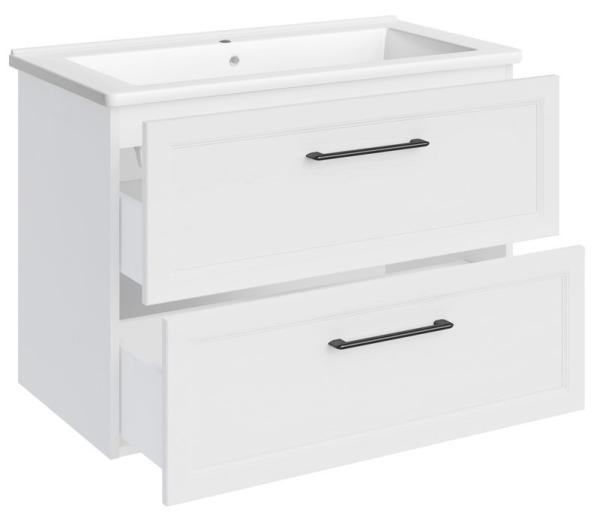 Тумба ASB-Mebel Белмонти 85 Ясень браш софт белый подвесная под умывальник Оскар 85