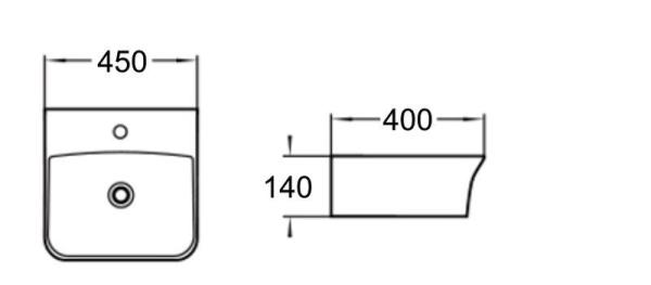 Раковина SantiLine SL-2006 45x40 подвесная керамическая Белый