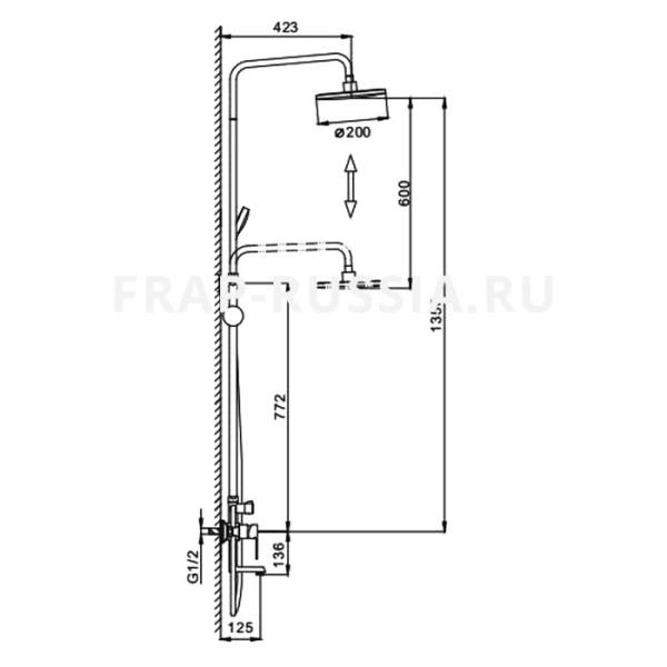 Душевая система Frap F2428 для ванны хром