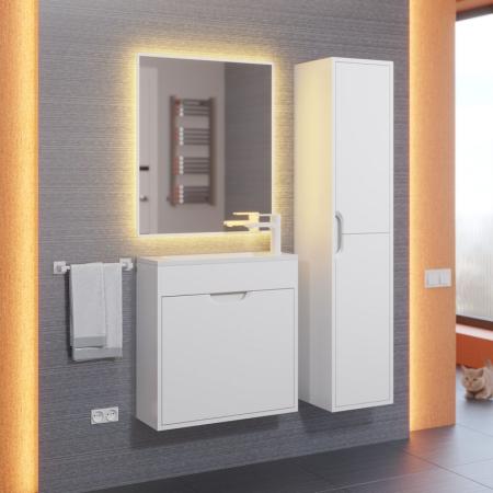 Тумба с раковиной для ванной Uperwood Modul 60 см, подвесная, матовая, белая