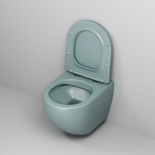 Унитаз Grossman GR-4455MNMS Color (485*365*360) МЯТНЫЙ МАТОВЫЙ подвесной Безободковый с тонкой крышкой