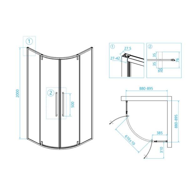 Душевой уголок RGW SV-53 Stilvoll 90x90 Хром прозрачное