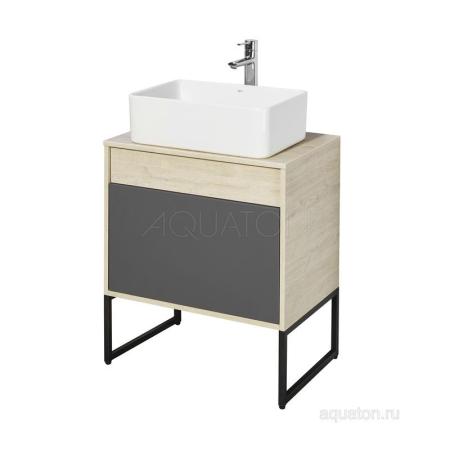 Тумба под раковину AQUATON Лофт Урбан 65 серый графит, дуб орегон 1A254001LQX60