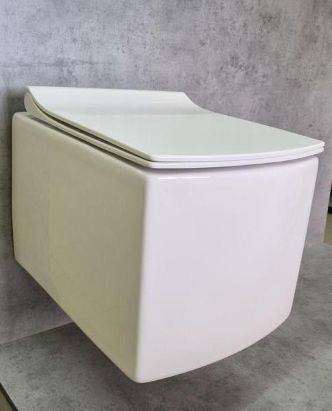 Унитаз Ceramalux 2022 подвесной безободковый сиденье микролифт белый 500x355x365