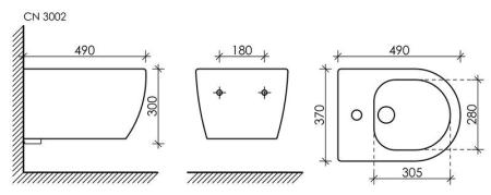 Биде Ceramicanova PLAY CN3002 подвесное