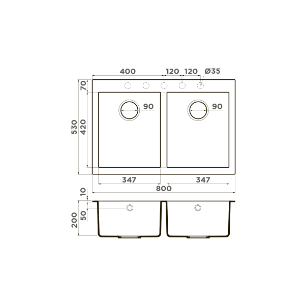 Кухонная мойка Omoikiri Bosen 80-2-WH Tetogranit/белый 4993839