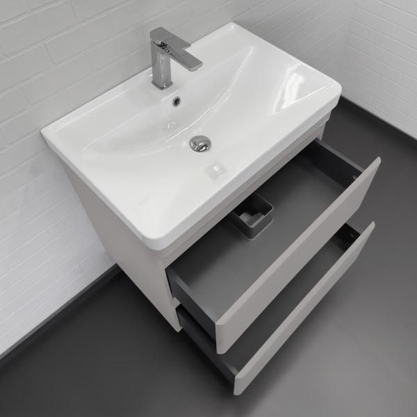 Тумба с раковиной Comforty Енисей-70П2 00-00022357CF подвесная серый шелк c раковиной 4470