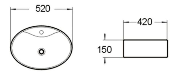 Раковина SantiLine SL-1072 52x42 на столешницу керамическая Белый