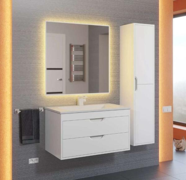 Тумба под раковину для ванной Uperwood Modul 80 см, подвесная, глянцевая, белая