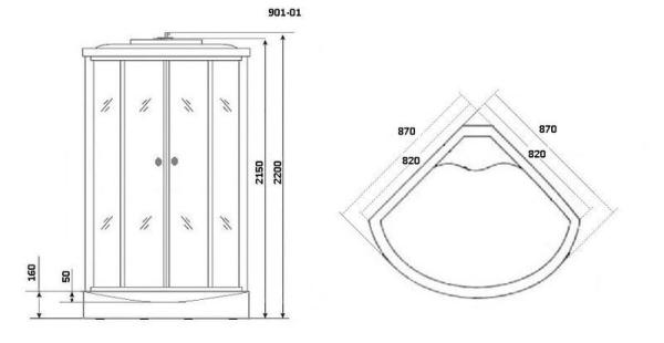 Душевая кабина Niagara Ultra NG-901-01 (900х900х2200) низкий поддон стекло ТОНИРОВАННОЕ
