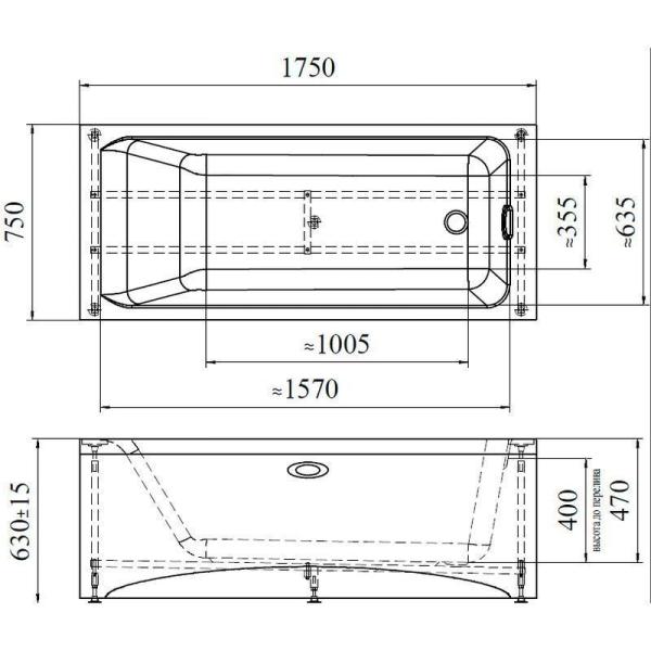 Акриловая ванна Радомир Vannesa Агата 175х75, каркас