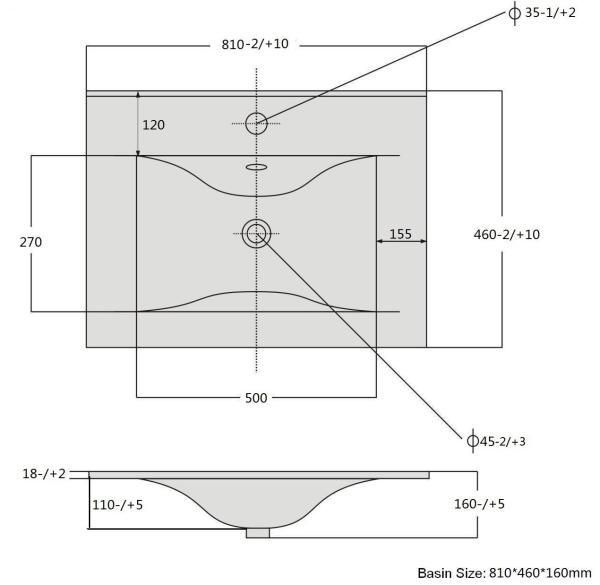Раковина SANVIT r9080d накладная 82 см