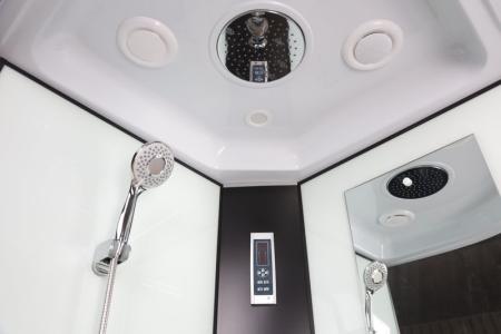 Душевая кабина Niagara NG-6708-14P 900х900х2150 высокий поддон 40см стекло прозрачное черные профиля