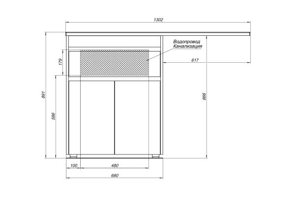 Тумба под раковину Aquanet Токио 48 белый (напольная, 1 ящик, 2 дверцы)