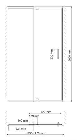 Душевая дверь WasserKraft Berkel 48P05 120 см, распашная, универсальная