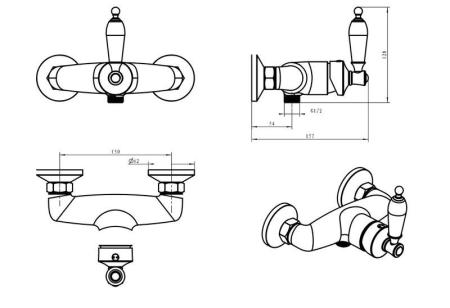 Смеситель для душа Boheme Vogue Crystal 224-CRST хром