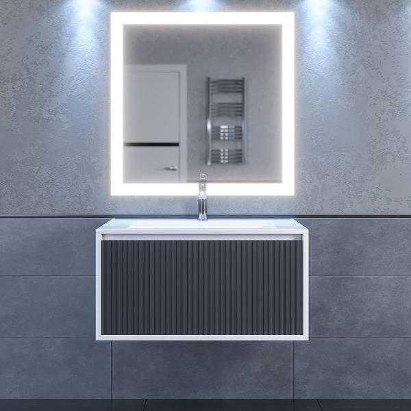 Тумба под раковину для ванной Uperwood Next Premium подвесная, 80 см, белая/графит, 1 ящик