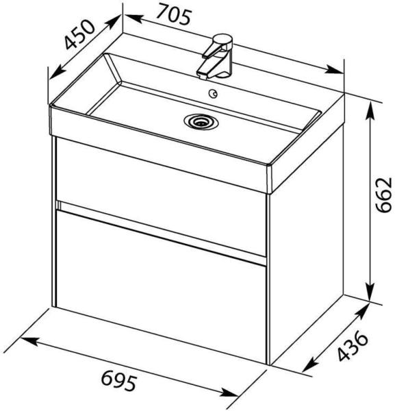 Тумба под раковину Aquanet Бруклин 70 антрацит матовый