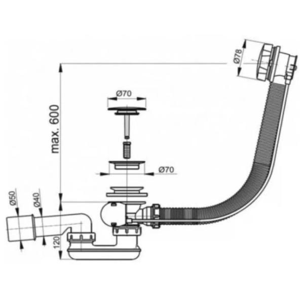Слив-перелив Vega 60 см черный матовый